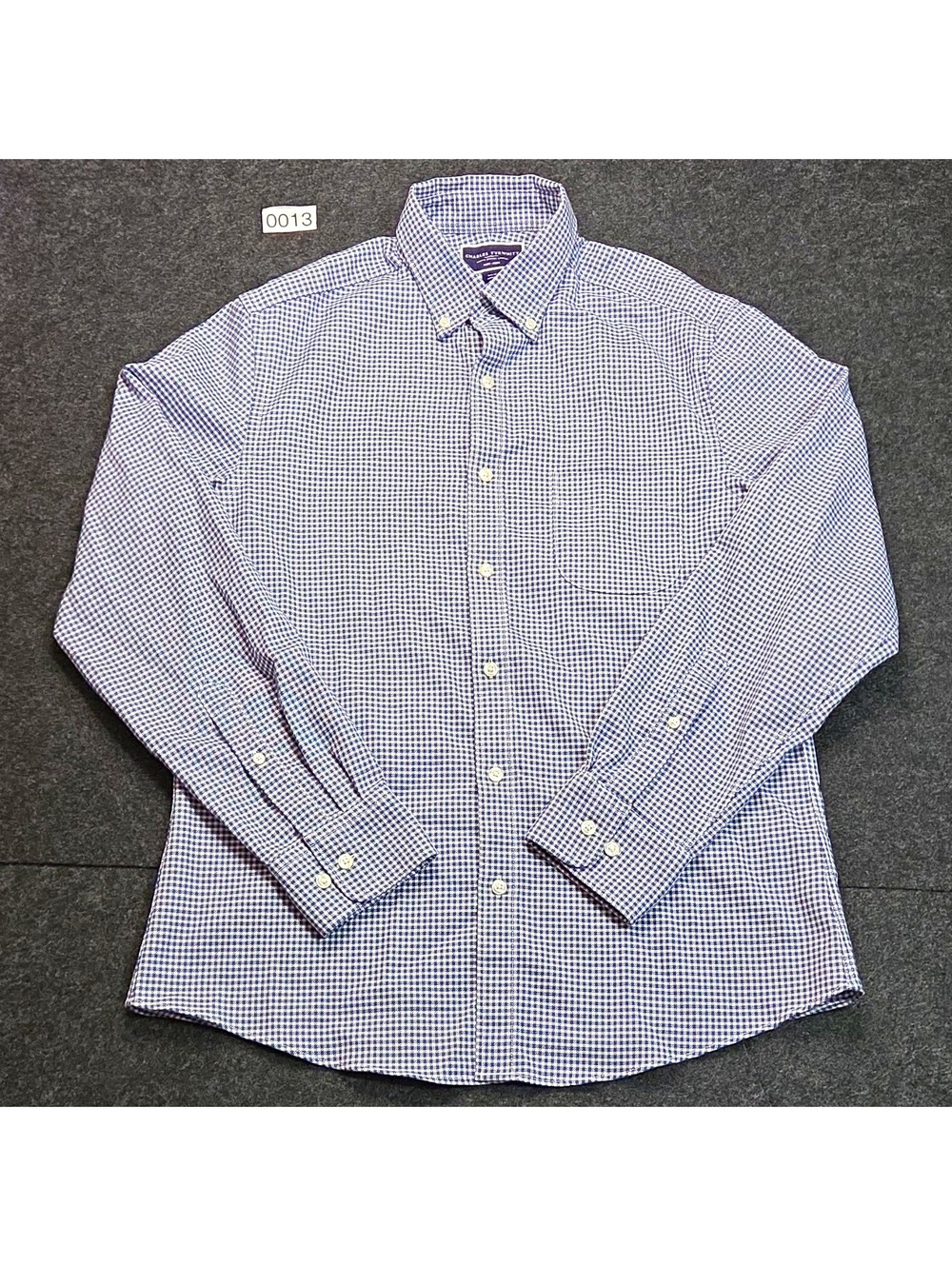 Charles Tyrwhitt Men’s M Blue/White Gingham Non-Iron Slim Dress Shirt